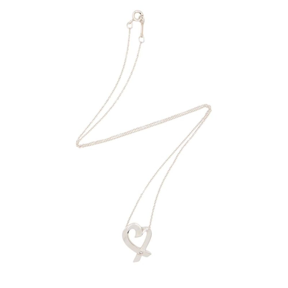 Tiffany & Co. Paloma Picasso Sterling Silver Diamond Loving Heart Necklace